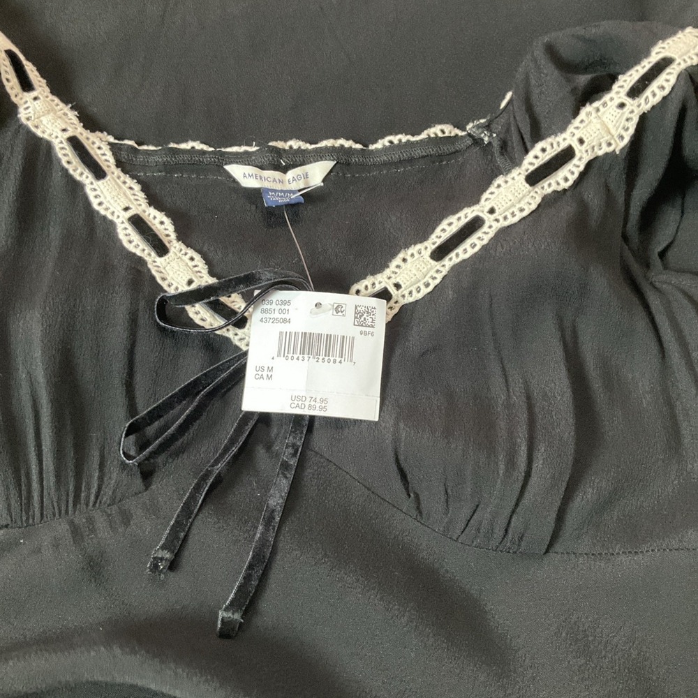American Eagle Outfitter Women's  Size M Black Boho Cottage Core Midi Dress NWT - Picture 4 of 13